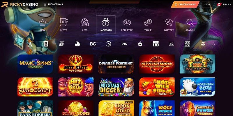 Ricky Casino game lobby